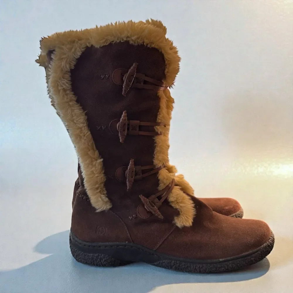Earth Origins Suede Faux Fur Trim Boots